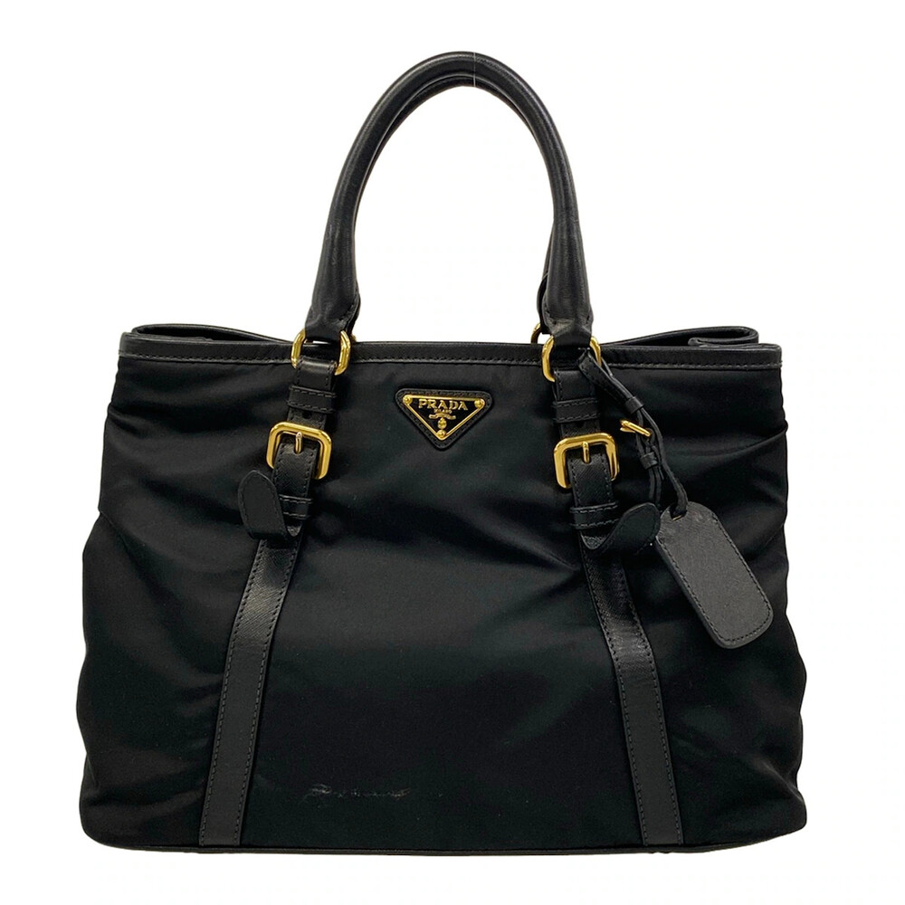 Prada Black Nylon Leather Handbag #334458P72B